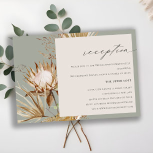 Chic Boho Protea Dry Palm Floral Wedding Reception Enclosure Card
