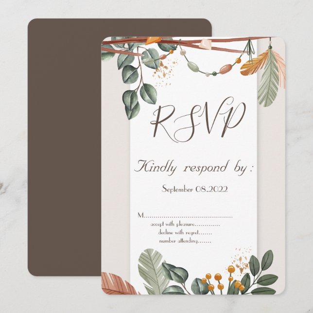 Chic Boho RSVP Invitation (Front/Back)