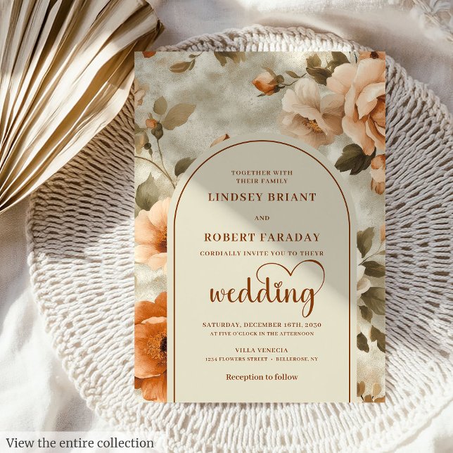 Chic Boho Rusty Ivory Sage Floral Wedding Invites (Chic Boho Rusty Ivory Sage Floral Wedding Invitation

)