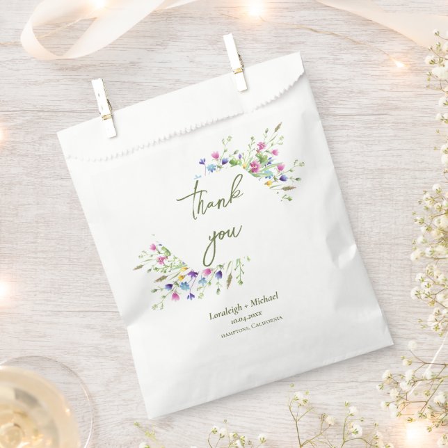 Chic boho simple wildflowers Wedding Favour Bags (Clipped)