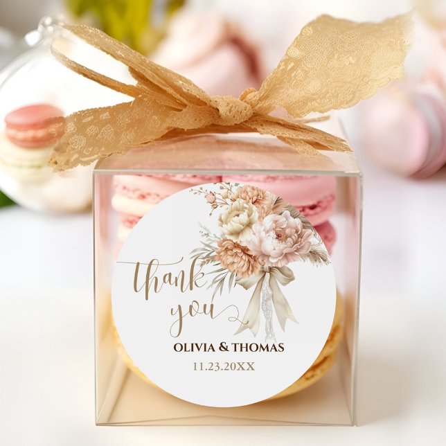 Chic Boho style Wedding Thank You Favour Sticker (Creator Uploaded)