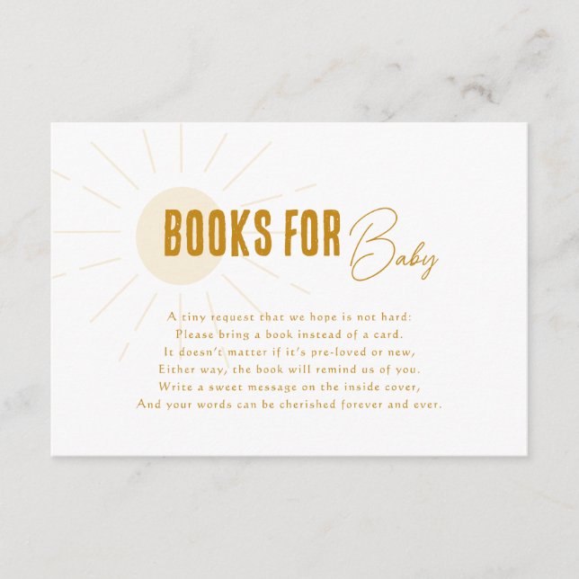 Chic Boho Sunshine Books For Baby Enclosure Card (Front)