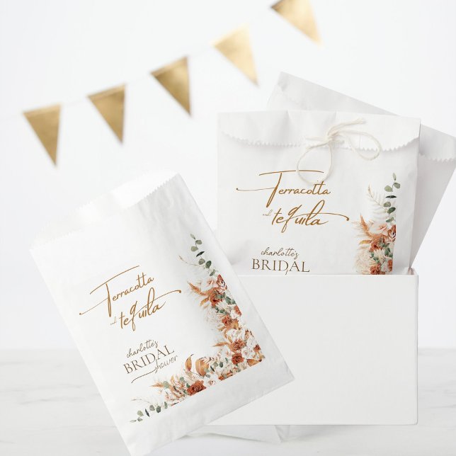 Chic Boho Terracotta and Tequila Bridal Shower Favour Bags (Creator Uploaded)