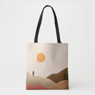 Chic Boho Terracotta Desert Cactus Tote Bag