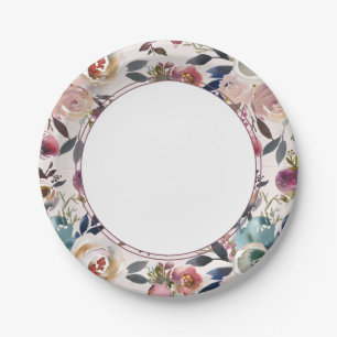 Chic Boho Wedding Blush Pink on Pink Paper Plate