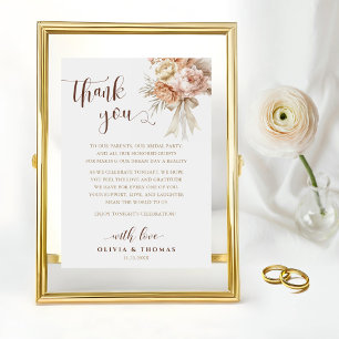 Chic Boho Wedding Thank You Reception Table Card