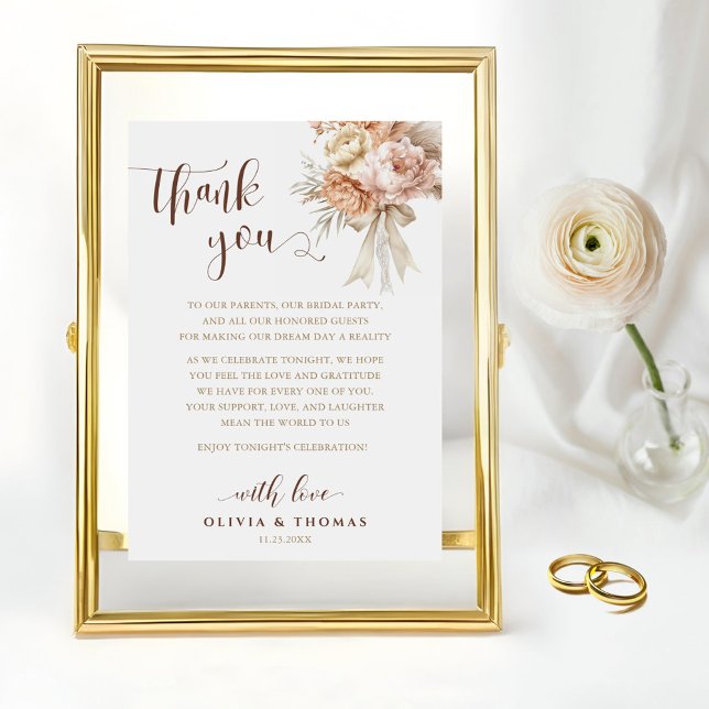Chic Boho Wedding Thank You Reception Table Card (Creator Uploaded)