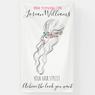 Chic boho wildflower Wedding Hair Stylist floral Banner