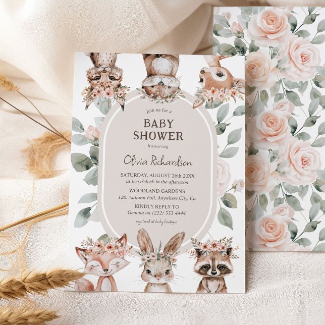 Chic Boho Woodland Animals Baby Shower Invitation (Creator Uploaded)