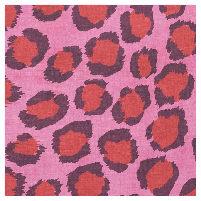 Chic bold colourful pink cheetah print pattern fabric (Close Up)