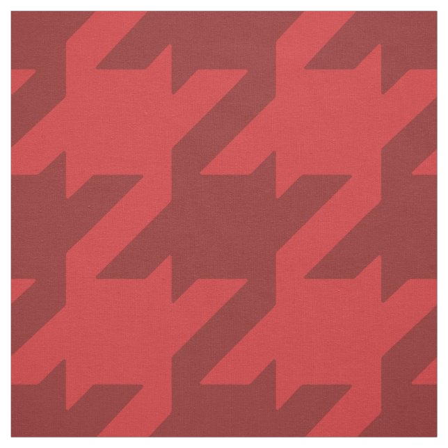 Chic bold dark red houndstooth pattern fabric (Swatch)