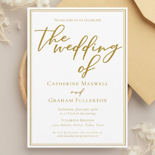 Chic Bold Gold Typography Minimalist Wedding Invitation