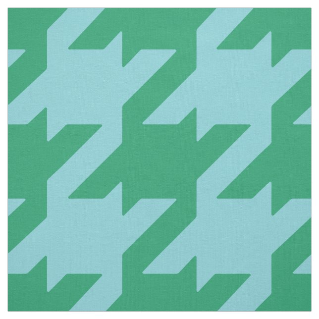 Chic bold green turquois houndstooth pattern fabric (Swatch)