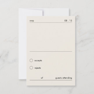 Chic Bold Minimalist Black and Ivory Wedding RSVP Card