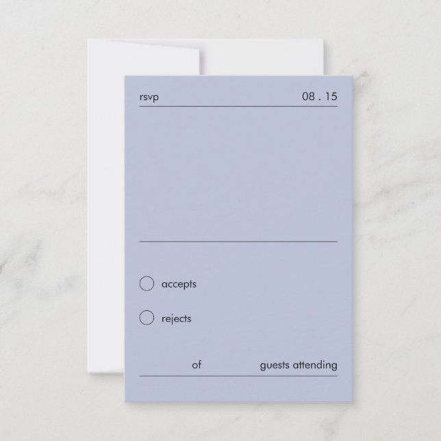 Chic Bold Minimalist French Grey Wedding RSVP  Card (Front)