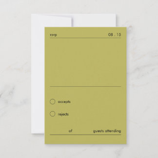 Chic Bold Minimalist Green Wedding RSVP Card