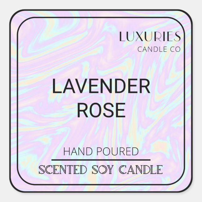 Chic Bold Modern Holographic Soy Candle Label (Front)