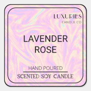 Chic Bold Modern Pink Holographic Soy Candle Label