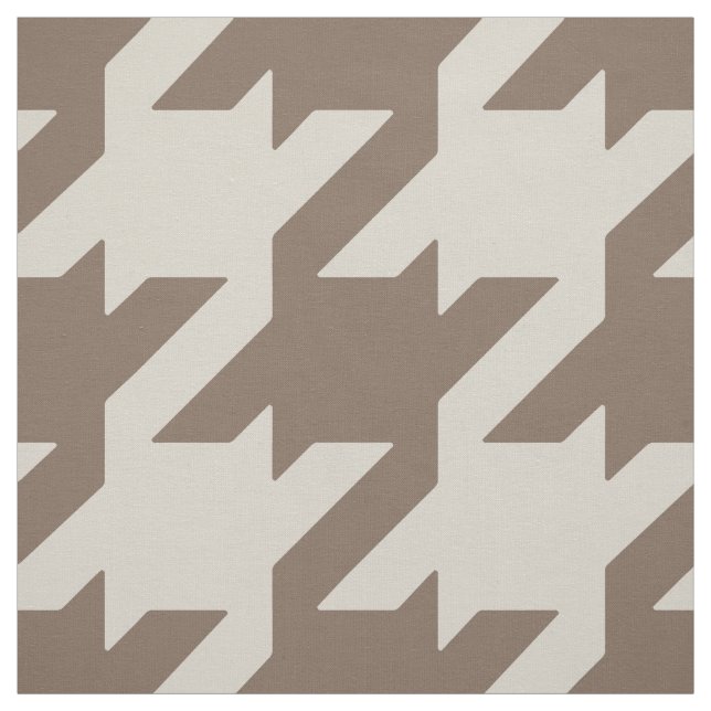 Chic bold neutral beige brown houndstooth pattern fabric (Swatch)