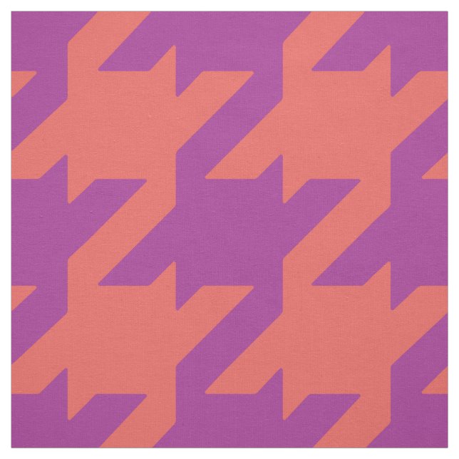 Chic bold orange purple houndstooth pattern fabric (Swatch)