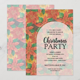 Chic Bold Poinsettias Christmas Party Invitation