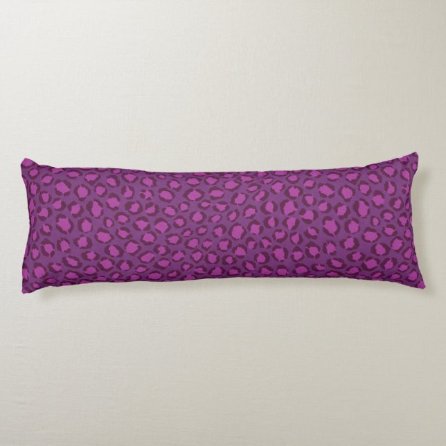 Chic bold purple white cheetah print pattern body cushion (Back)