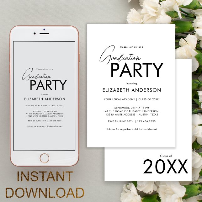 Chic Bold Typography Graduation Party Invitation (Creator Uploaded)