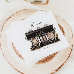 Chic Bon Appétit Black & White Paris Café Birthday Napkin