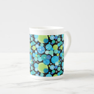 Chic Bone China Mug, Quirky Blue Moons Pattern Mug