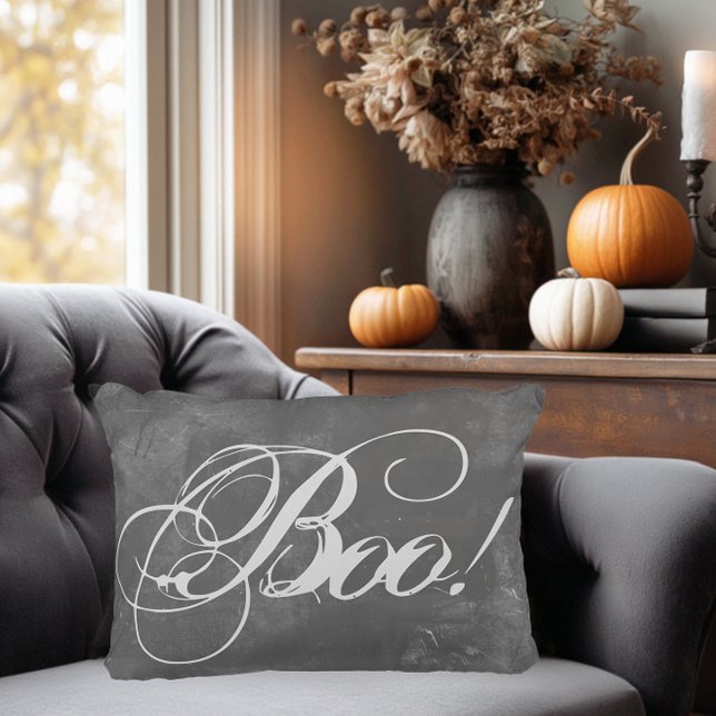 Chic Boo Halloween Accent Pillow (Romantic Goth Halloween Pillow)