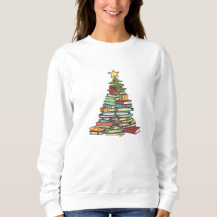 Chic Bookish Christmas Tree Sweater Delight