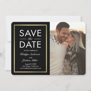 Chic Border Editable Colour Save The Date Card