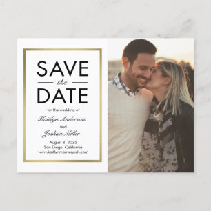 Chic Border Editable Colour Save The Date Postcard
