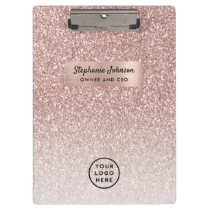 Chic Boss Lady CEO Logo Rose Gold Glitter Ombre Clipboard