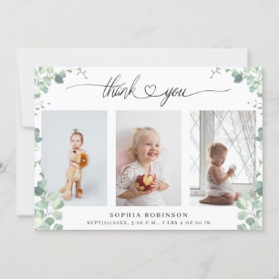 Chic Botanical Baby Shower Photo Collage Thank You Invitation
