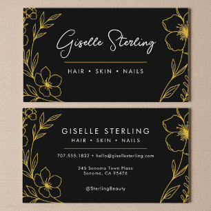 Chic Botanical Black and Gold Business Card