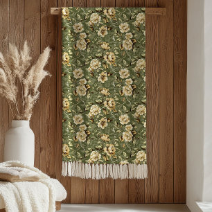 Chic Botanical Blanket Sage Green and Gold Style