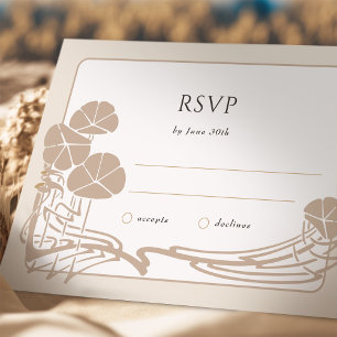 Chic Botanical Cream RSVP Wedding Card