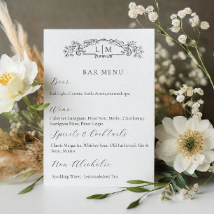Chic Botanical crest Signature Drink wedding Sign