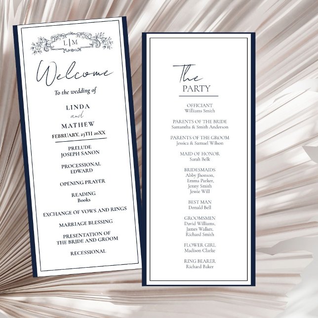 Chic Botanical crest  Wedding Program Card (Creator Uploaded)