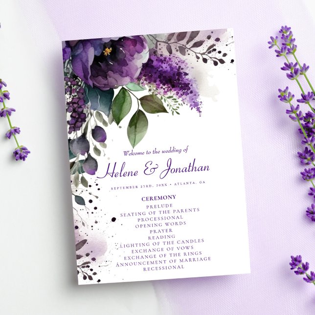Chic Botanical Floral Modern Elegant Wedding Programme (Chic Botanical Floral Modern Elegant Wedding Program)