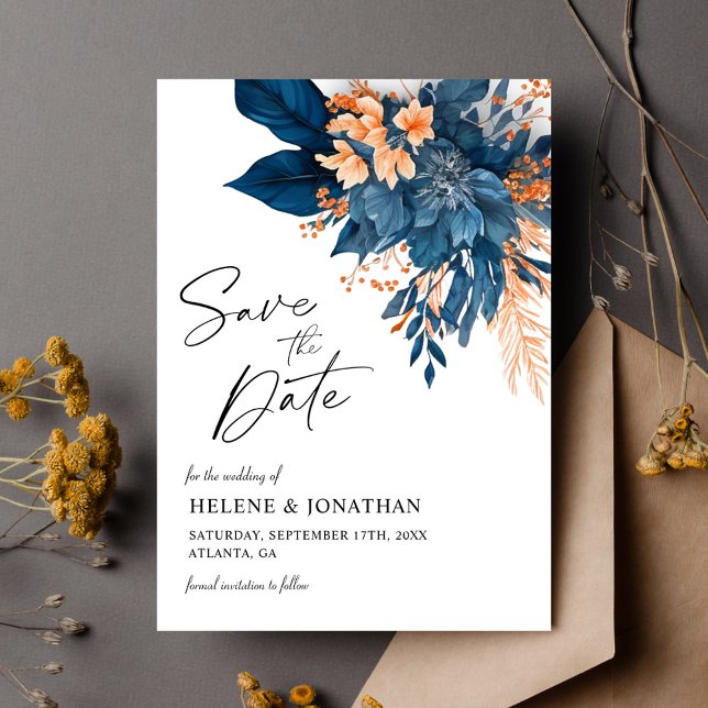 Chic Botanical Floral Modern Elegant Wedding Save The Date (Chic Botanical Floral Modern Elegant Wedding Save The Date)