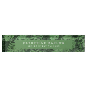 Chic Botanical Green Antique Floral Nameplate