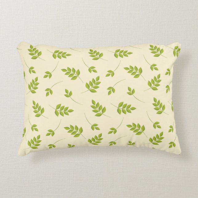 Chic Botanical Green Branches Leaves Seamless  Decorative Cushion (Front)