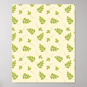 Chic Botanical Green Branches Leaves Seamless  Poster