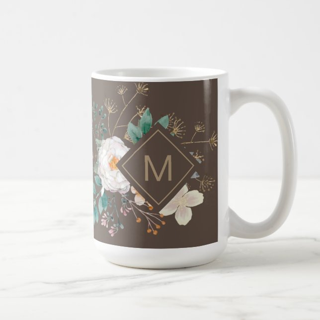 Chic Botanical Monogrammed Coffee Mug (Right)