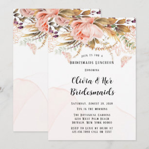 Chic Botanical Peony Butterfly Bridesmaids Lunch Invitation