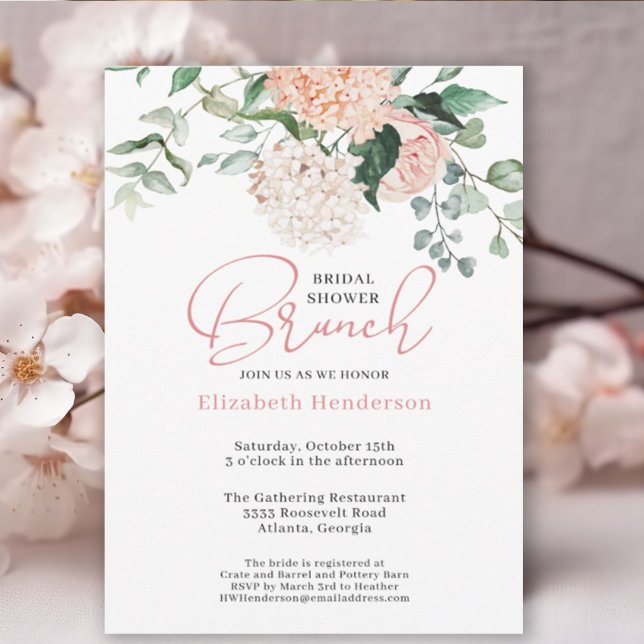  Chic Botanical Pink Floral Bridal Shower Brunch Invitation (Creator Uploaded)