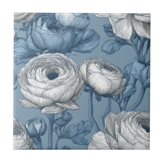 Chic Botanical Ranunculus  Tiles   (Front)