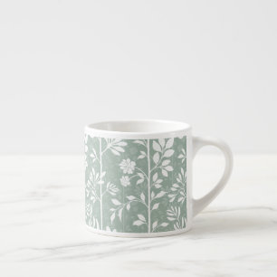 Chic Botanical Soft Sage Green Poetic Floral Art Espresso Cup